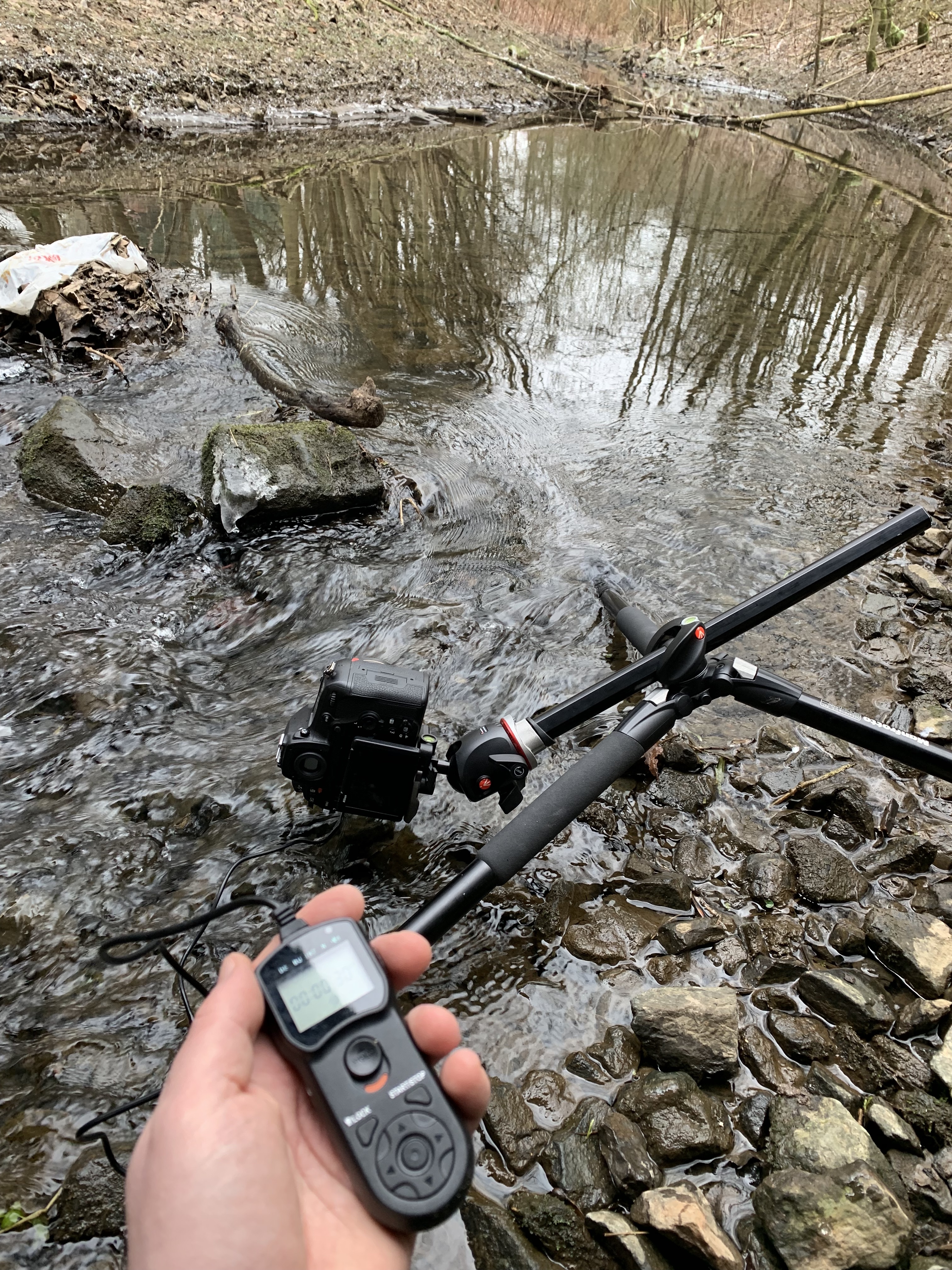 Camera on a tripod and intervalometer